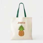 Cute Cartoon Pineapple Tote with Name Bag (Voorkant)