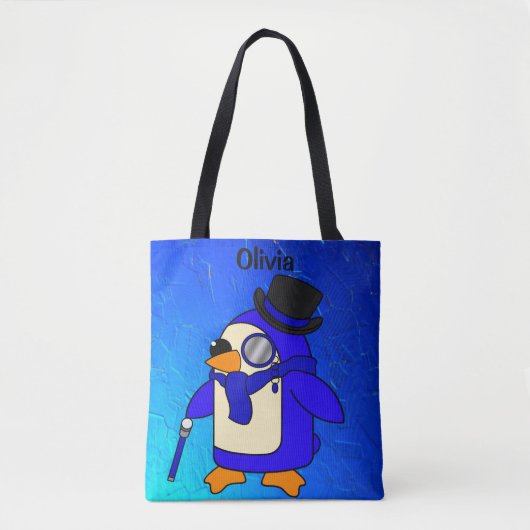 Cute cartoon pinguin blue shards tote bag (Voorkant)