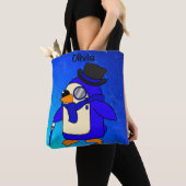 Cute cartoon pinguin blue shards tote bag (Dichtbij)