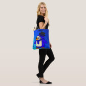 Cute cartoon pinguin blue shards tote bag (Op model)