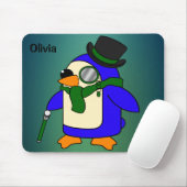 Cute cartoon pinguin dark emerald blauwgroen muismat (Met muis)