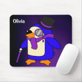 Cute cartoon pinguin diep paars en violet muismat (Met muis)
