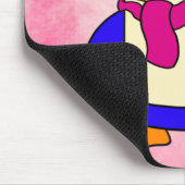 Cute cartoon pinguin flowery pastelroze muismat (Hoek)