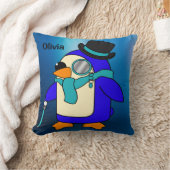 Cute cartoon pinguin frosty blue kussen (Deken)