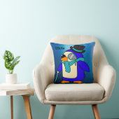 Cute cartoon pinguin frosty blue kussen (Stoel)