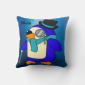 Cute cartoon pinguin frosty blue kussen (Achterkant)