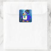 Cute cartoon pinguin frosty blue vierkante sticker (Tas)
