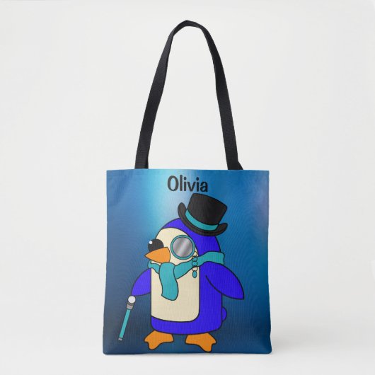 Cute cartoon pinguin frosty canvas tas (Voorkant)