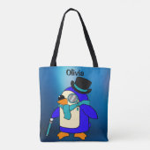 Cute cartoon pinguin frosty canvas tas (Achterkant)