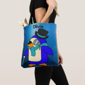 Cute cartoon pinguin frosty canvas tas (Dichtbij)