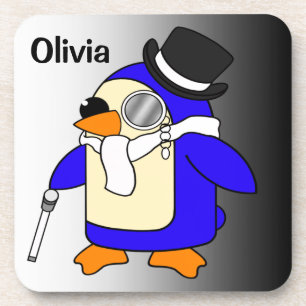 Cute cartoon pinguin klassiek zwart-wit bier onderzetter