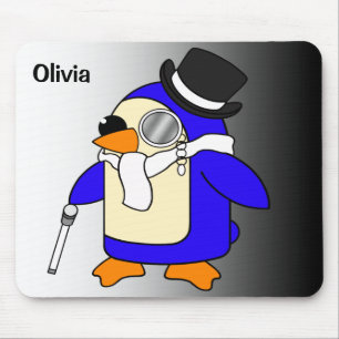 Cute cartoon pinguin klassiek zwart-wit muismat