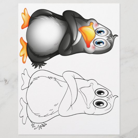 Cute Cartoon-pinguïn kleurplaat Flyer (Voorkant)