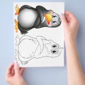 Cute Cartoon-pinguïn kleurplaat Flyer (Hand)
