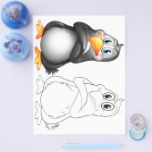 Cute Cartoon-pinguïn kleurplaat Flyer (Enkel)