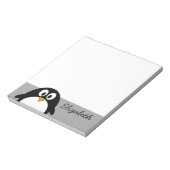 Cute cartoon pinguin met grijze achtergrond notitieblok (Linkerzijde)