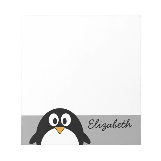 Cute cartoon pinguin met grijze achtergrond notitieblok (Voorkant)