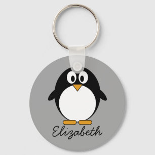 Cute cartoon pinguin met grijze achtergrond sleutelhanger