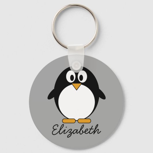 Cute cartoon pinguin met grijze achtergrond sleutelhanger (Voorkant)