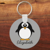 Cute cartoon pinguin met grijze achtergrond sleutelhanger (Voorkant)