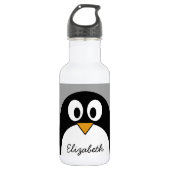 Cute cartoon pinguin met grijze achtergrond waterfles  (Voorkant)