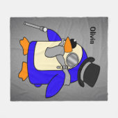Cute cartoon pinguin neutraal grijs fleece deken (Voorkant (Horizontaal))