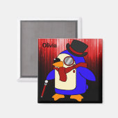 Cute cartoon pinguin rood en zwart magneet (Voorkant / Achterkant)