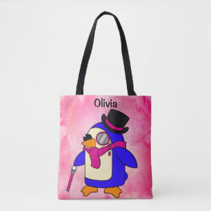 Cute cartoon pinguin roze tote bag