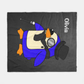 Cute cartoon pinguin stijlvolle zwarte steen fleece deken (Voorkant (Horizontaal))
