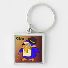 Cute cartoon pinguin sunny yellow sleutelhanger