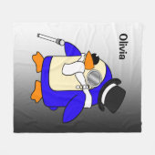 Cute cartoon pinguin zwart-wit fleece deken (Voorkant (Horizontaal))