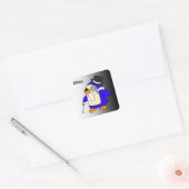 Cute cartoon pinguin zwart-wit vierkante sticker (Envelop)