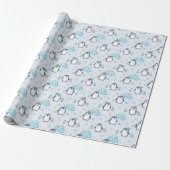 Cute Cartoon Pinguïns en Iglo's Inpakpapier (Uitgerold)