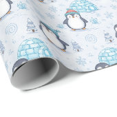 Cute Cartoon Pinguïns en Iglo's Inpakpapier (Rol Hoek)