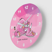 Cute Cartoon Pink Elephant Grote Klok (Hoek)
