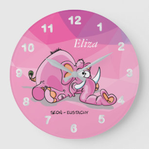 Cute Cartoon Pink Elephant Grote Klok