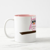 Cute Cartoon Pink Owl Tweekleurige Koffiemok (Links)