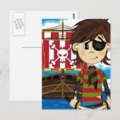 Cute Cartoon Pirate and Ship Briefkaart (Voorkant / Achterkant)