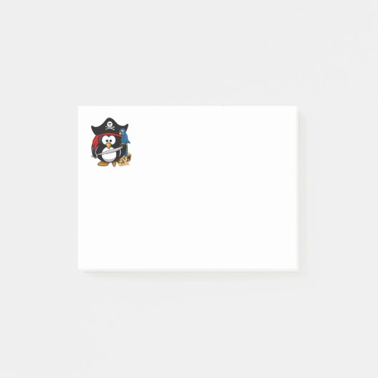 Cute Cartoon Pirate Penguin met Parrot Post-it® Notes (Voorkant)