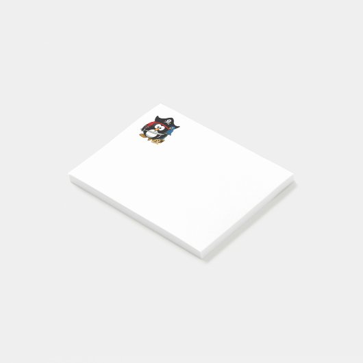 Cute Cartoon Pirate Penguin met Parrot Post-it® Notes (Schuin)
