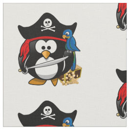 Cute Cartoon Pirate Penguin met Parrot Stof