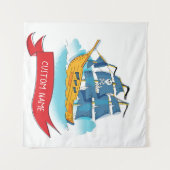 Cute Cartoon Pirate Ship Custom text Wandkleed (Voorkant (horizontaal))