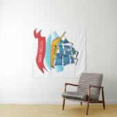 Cute Cartoon Pirate Ship Custom text Wandkleed (In Situ (horizontaal))