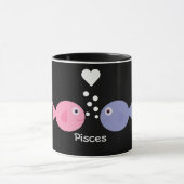 Cute cartoon Pisces black ringer mok (Midden)