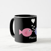Cute cartoon Pisces black ringer mok (Voorkant links)
