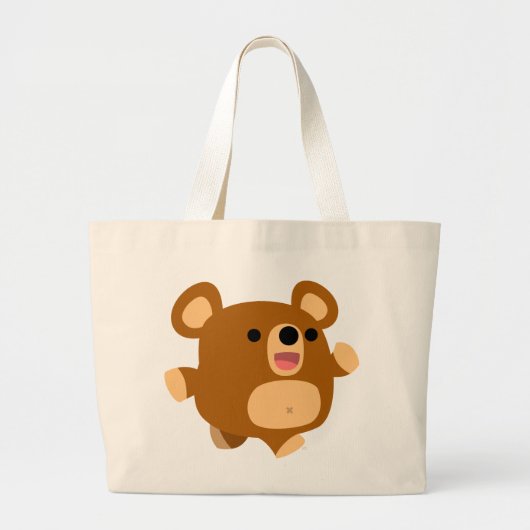 Cute Cartoon Playful Beer Bag Grote Tote Bag (Voorkant)