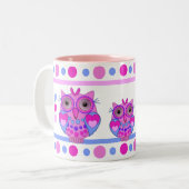 Cute cartoon polka dots and owls mok (Voorkant links)