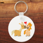 Cute Cartoon Ponies in Love Sleutelhanger (Voorkant)