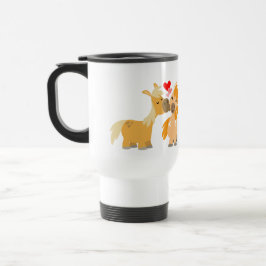 Cute Cartoon Ponies in Love Travel Mug Reisbeker