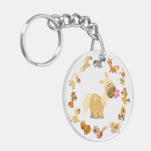Cute Cartoon Ponies Mandala AcrylSleutelhanger Sleutelhanger (Voorkant Links)